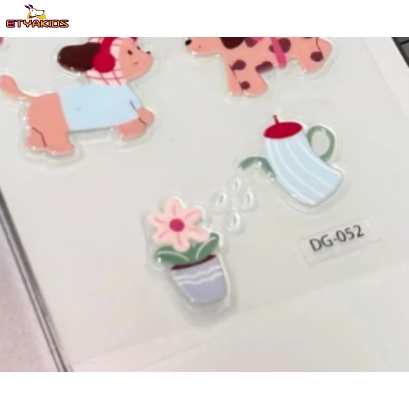 Jelly Stereoscopic Ins Cartoon Cute Garden Cake Dachshund Dog sticker for children Classic Toys Phone Case  Adhesive Sticker