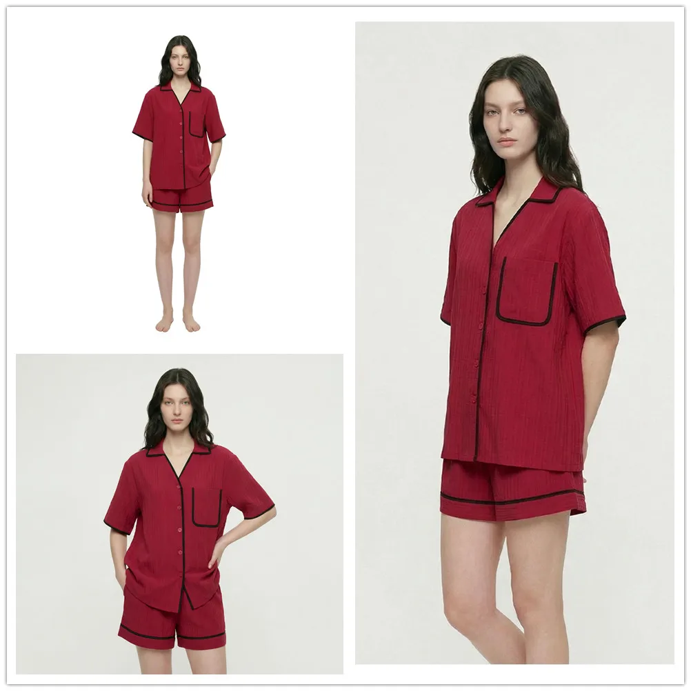 Women's Pajamas Set Satin Sleepwear Button Down Tops and Shorts Pajama 2 Piece Suit Pyjama Femme Nightwear Loungewear for Summe
