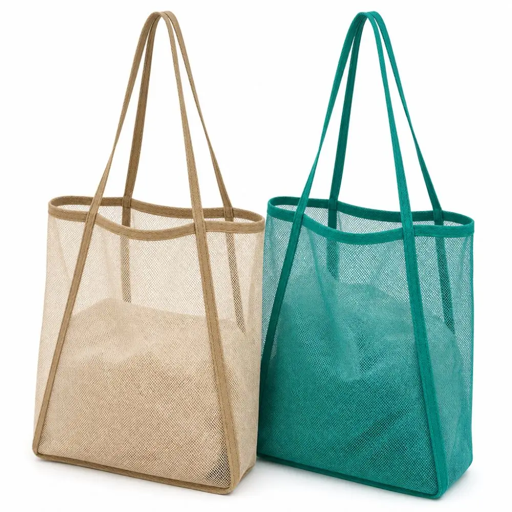 New Fashion INS Style Mesh Shoulder Bag Transparent Lightweight Mesh Tote Bag Large Capacity Handbag