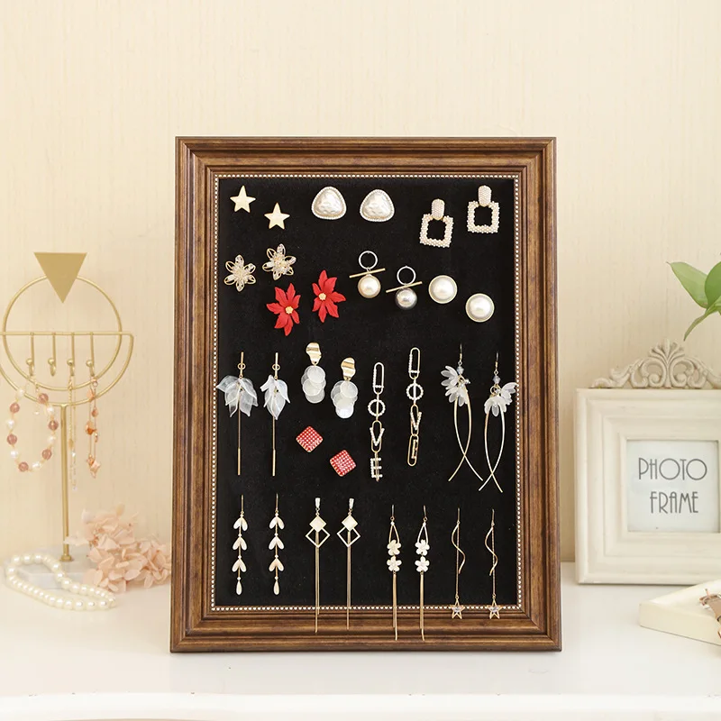 Solid Wood Jewelry Stand Vertical Earring Storage Holder Exhibitor Luxury Necklace Display Shelf Jewellery Organizer Supplies