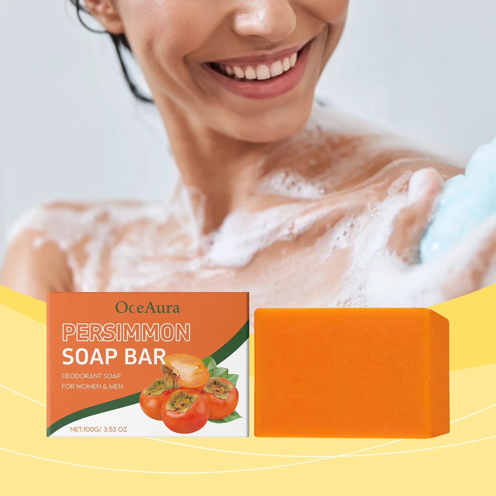 Persimmon Bath Soap - Gentle Exfoliation, Smooth, Moisturizing, Hydrating, Refreshing Body Cleansing Soap