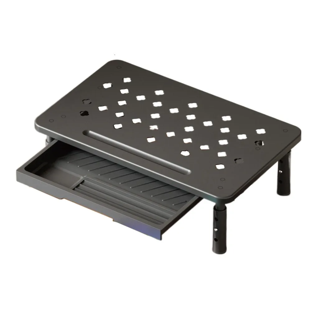3 Height Adjustable Computer Monitor Riser Steel Construction Elevated View Angle Adjustable Laptop Stand Large Load Bearing