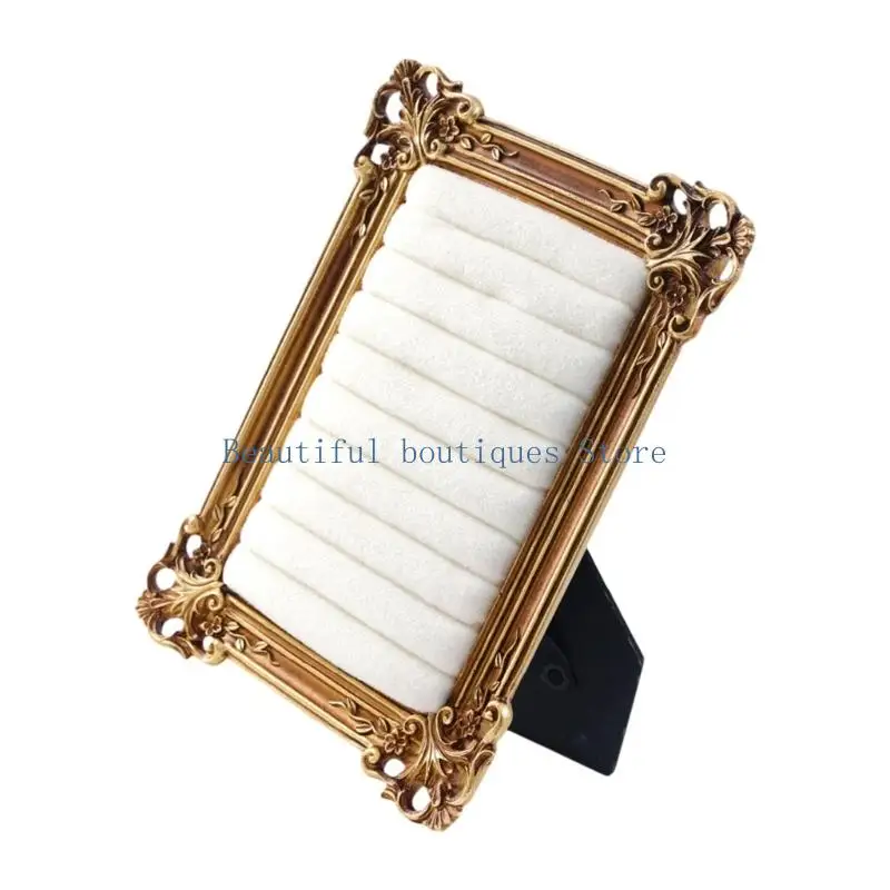 U4LF Tabletop Jewelry Display Stand, Decorative Gold-Tone Resin Frame for Dresser Display and Daily Accessory Storage
