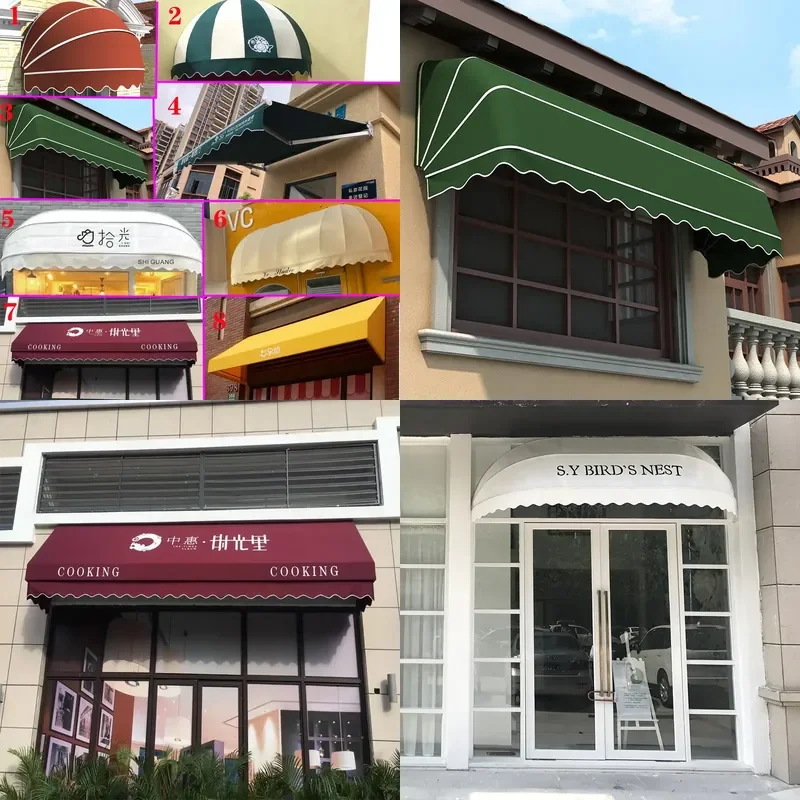 Curved French Style Outdoor Awning Semi Round Canopy for Window Rain Shelter Foldable Decorative Sunshade