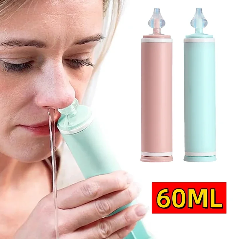60ML Nasal Aspirator Adult Children Nose Cleaner Needle Tube Reusable Potable Rhinitis Nasal Washer Syringe Nasal Irrigator