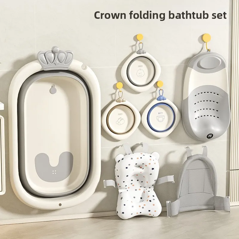 Somenie Foldable Baby Bathtub, LargeSize Portable Newborn Bath Tub, Kids Shower Supplies
