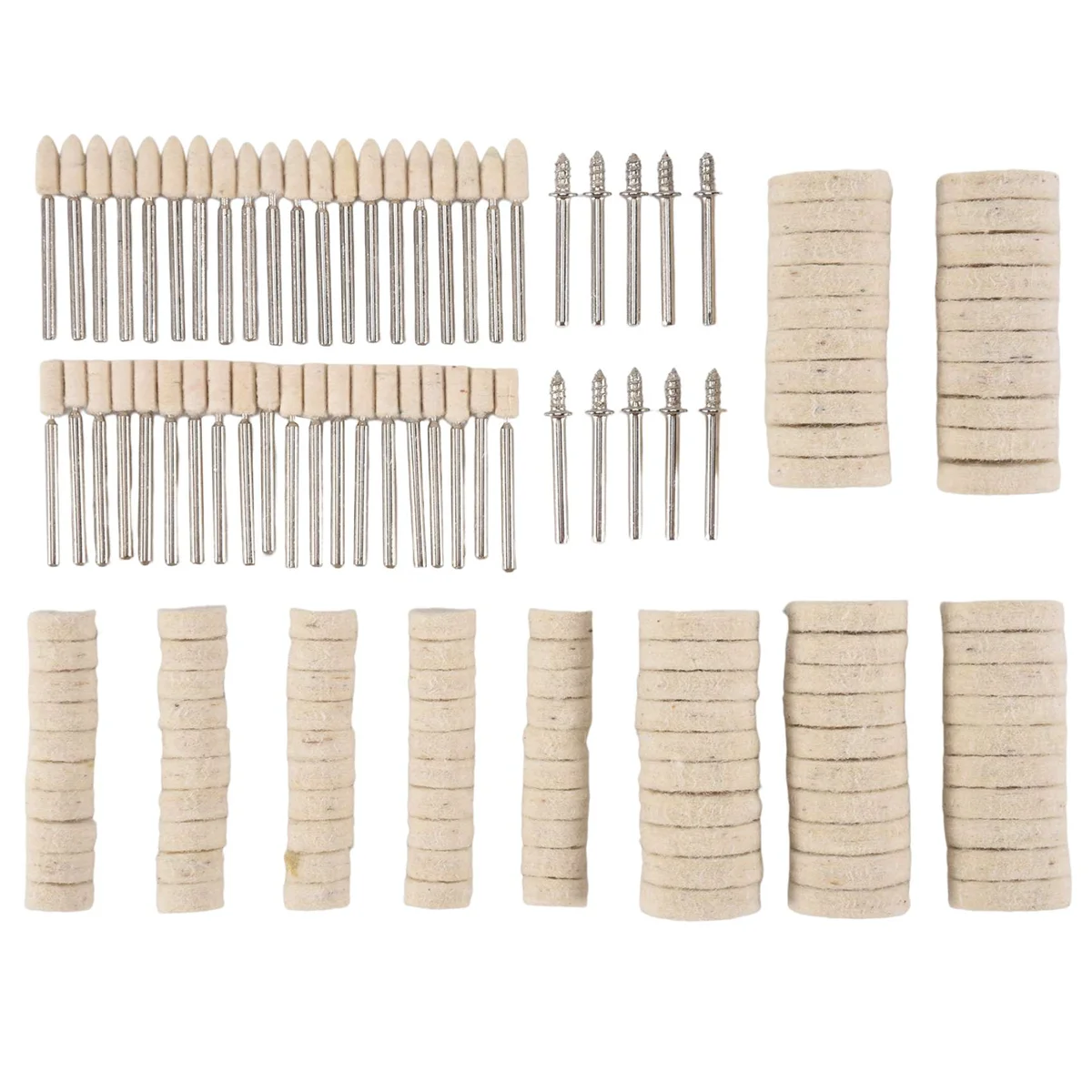 140Pcs Felt Polishing Attachment Set Wool Felt Polishing Disc Polishing Heads Turning Tool Accessory