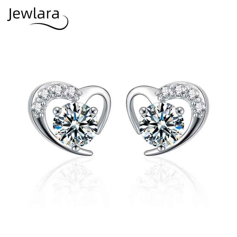Jewlara Moissanite 925 Sterling Silver Needles, Love Stud Earrings, Light Luxury Niche Earrings, Simple and Fashionable Earrings