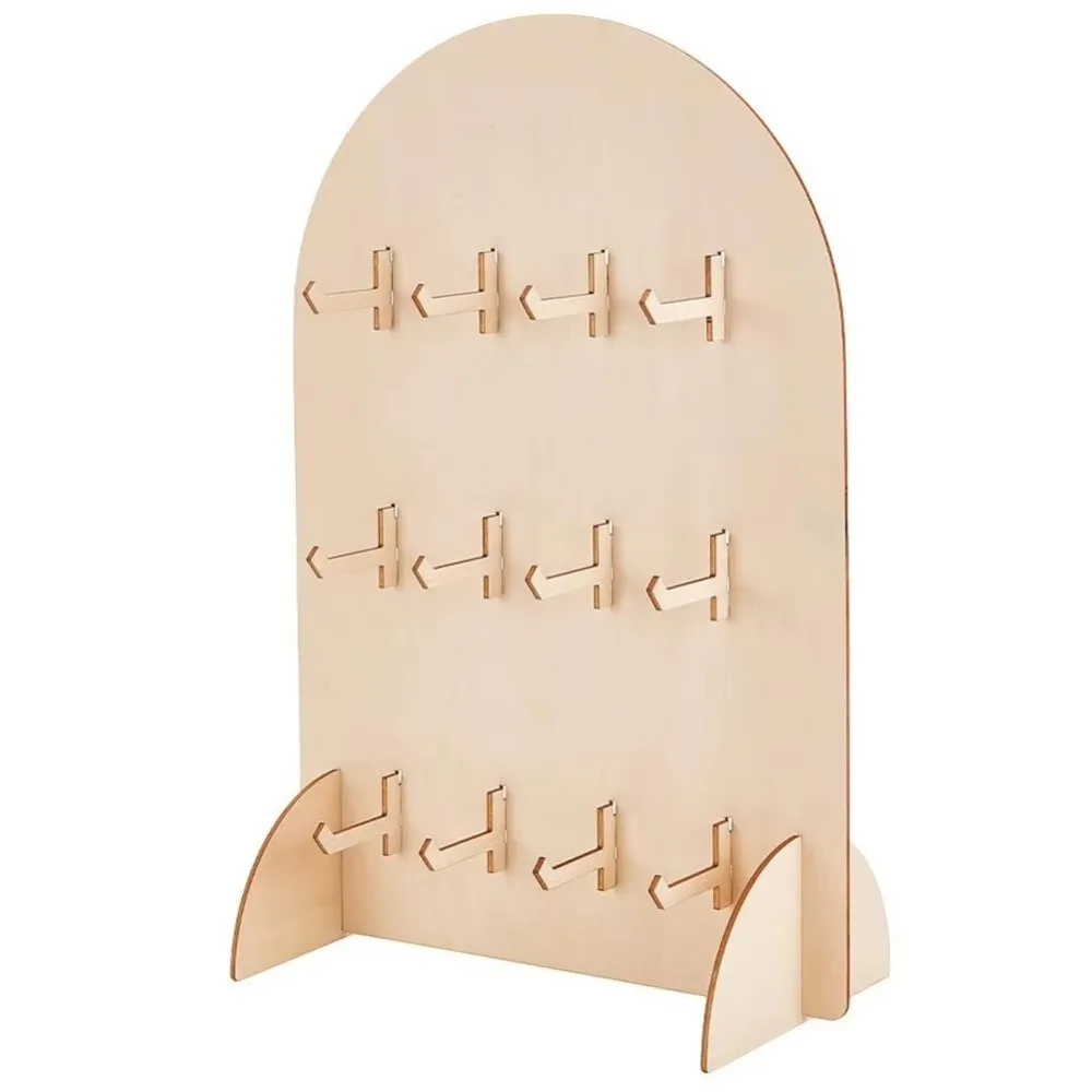 Multifunctional Wooden Earring Display Rack Detachable 3 Layers Necklace Display Stand Hook Style Arch Ring Holder Jewelry Shop