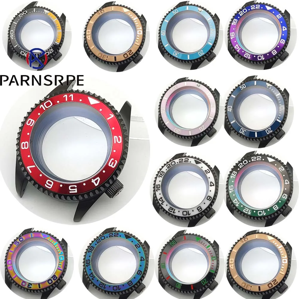42mm Black PVD Watch Case 38 mm bezel transparent caseback Fits NH35 NH36 Movement Sapphire Crystal Glass Waterproof