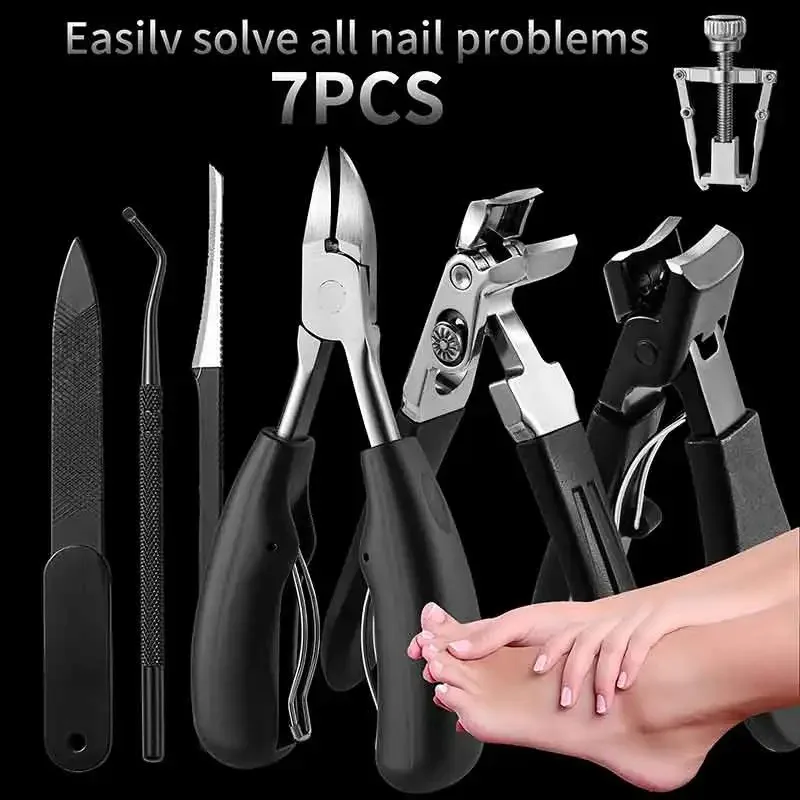 7pcs/set Nail Clippers Manicure Tool Set, with Portable Travel Case, Cuticle Nippers And Cutter Kit, Professional Nail Clippers