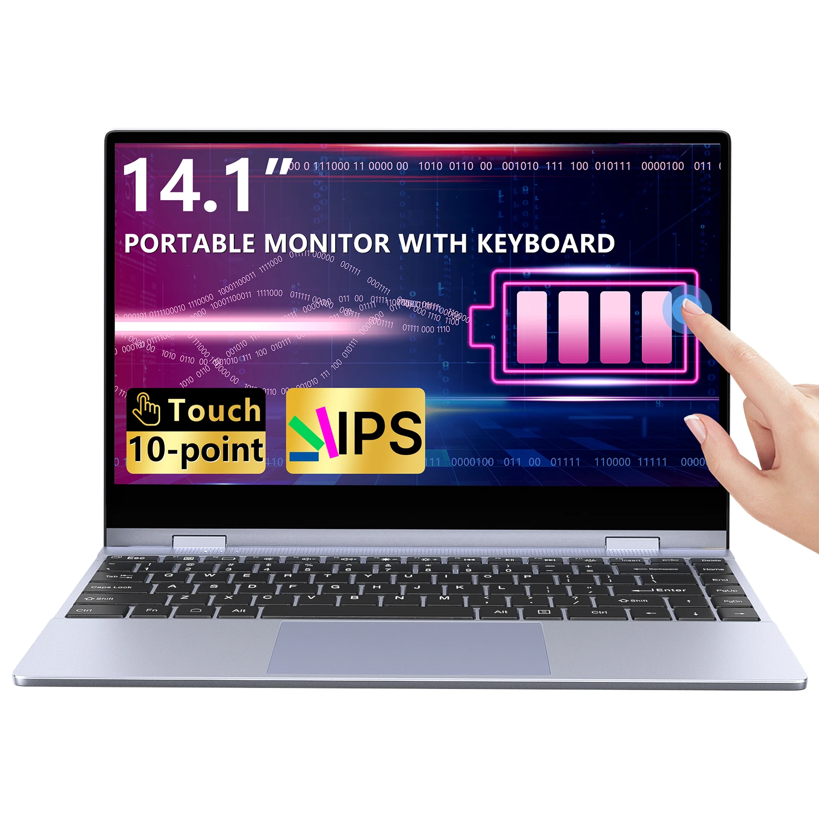 Dopesplay Laptop Screen Extender 14inch Portable Monitor Keyboard Built-in 5000mAh Battery Touchscreen for PC Phone Mac Xbox
