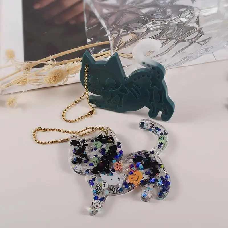 Silicone Cats Keychain Earrings Mold Sturdy Earrings Resin Mold Cats Shaped Epoxy Casting Molds for Pendant Necklace