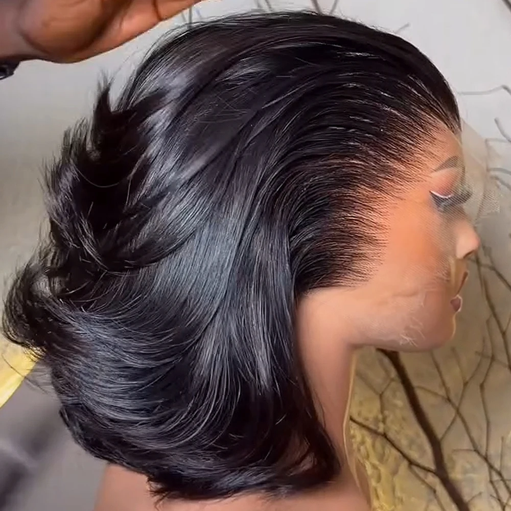 Layered Cut 13x6/13x4/4x4 HD Transparent Lace Front Wigs Human Hair Glueless Wig For Women Straight 300/400 Density 10-16 Inches