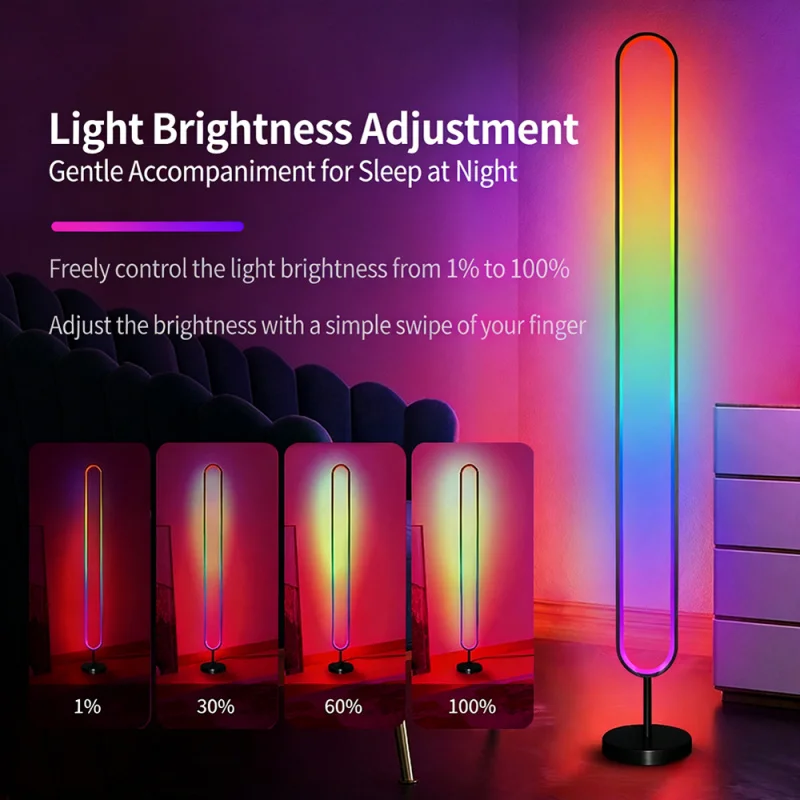USB RGB LED Floor Lamp 5V WS2812 Color Changing Music Sync Rhythm Night Light USB Powered Ambient Corner Lighting for Room