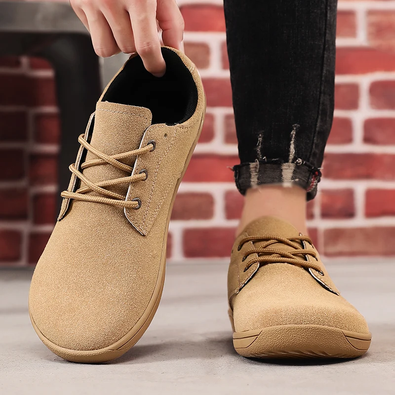 Men's Casual Shoes Wide Toe Box Lace-Up Flat Sole Daily Street Walking Shoes Sneakers