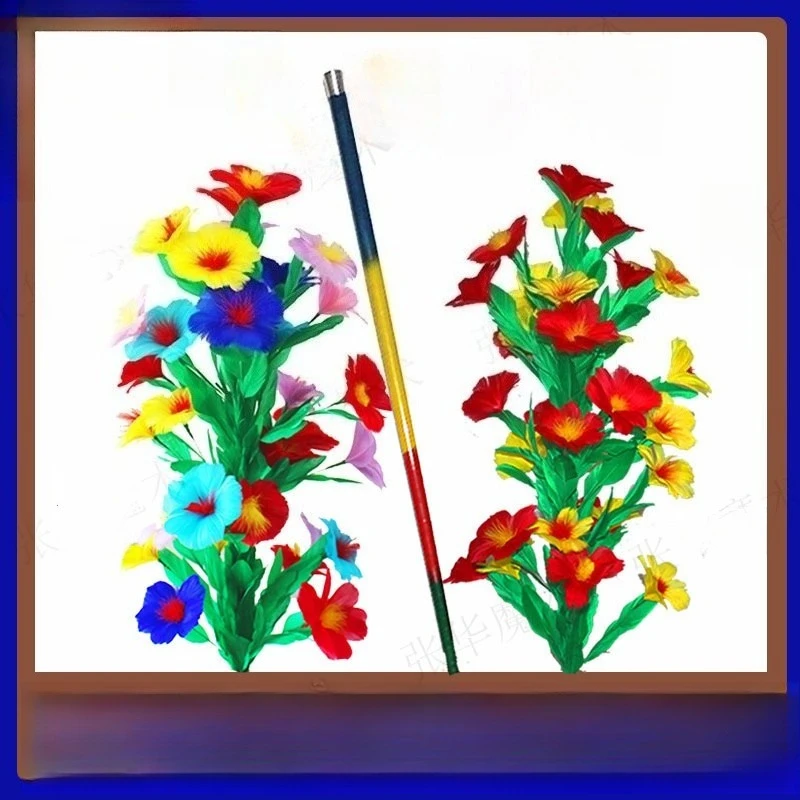 Deluxe Cane To Feather Flowers (2 Flowers) Stage Magic Tricks Illusions Funny Handmade Props Professional Magician Party Magia
