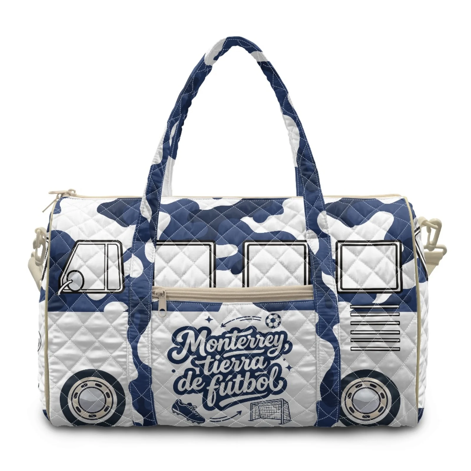 Coloranimal New Trend Carry on Tote with Soccer Bus Print, Quilted Travel Duffel for Women, Large Capacity for Vacation