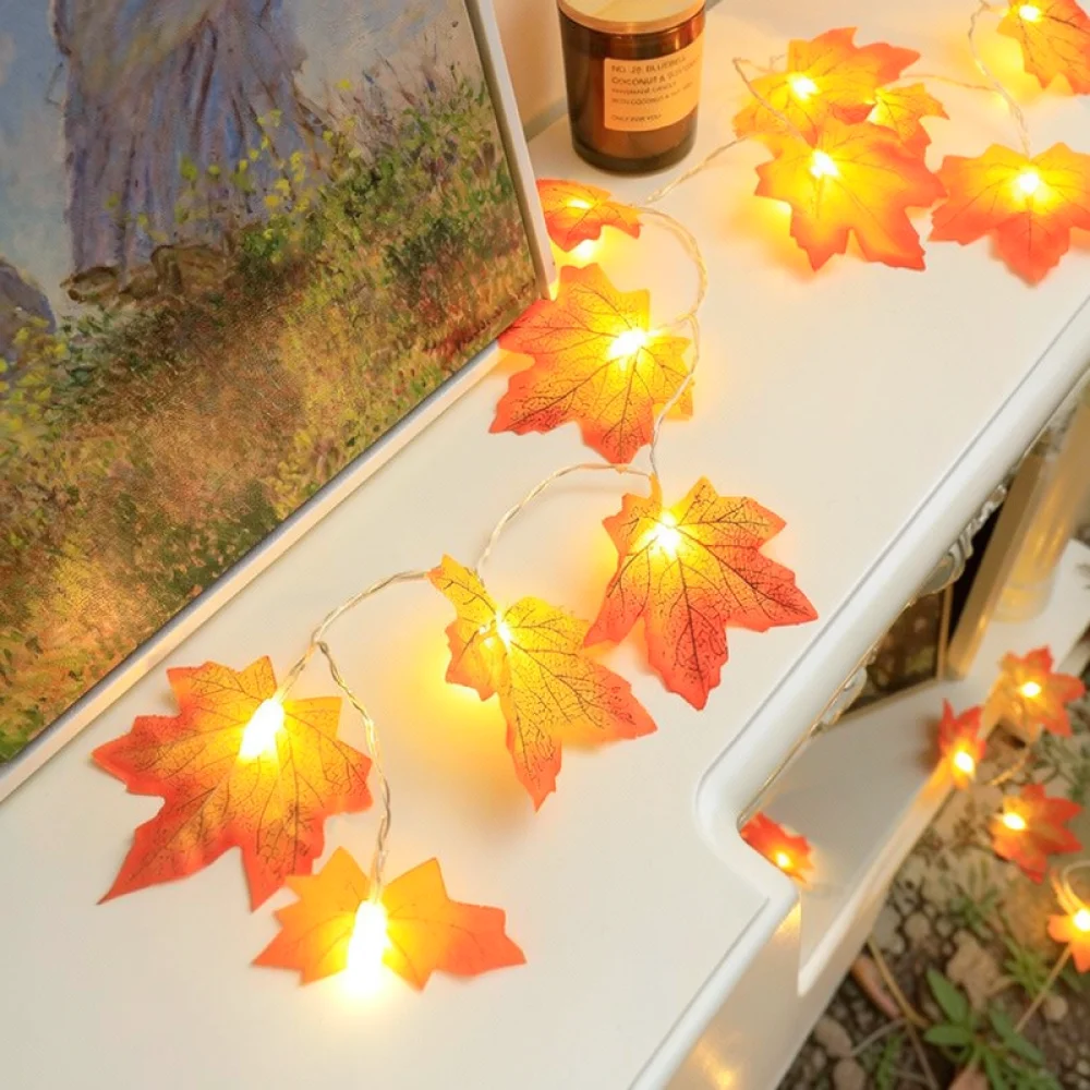 Autumn Maple Leaves Fairy Light String Decorative Lamp For Thanksgiving Party Garden Home Indoor Outdoor Wall Decor