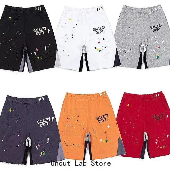 GALLERY DEPT splicing ink splashing edge tearing destruction pure cotton loose casual five-point pants
