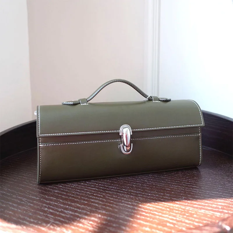 2025 New Genuine Leather 3D French Elegant Simple Women's Flip Handbag  Classic Solid Color Design Stylish Purse Vintage Handbag