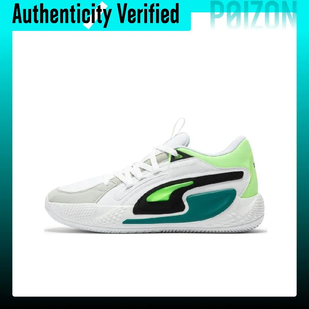 PUMA Court Rider Basketball Shoes Men's Low-top White/Green 378051-01