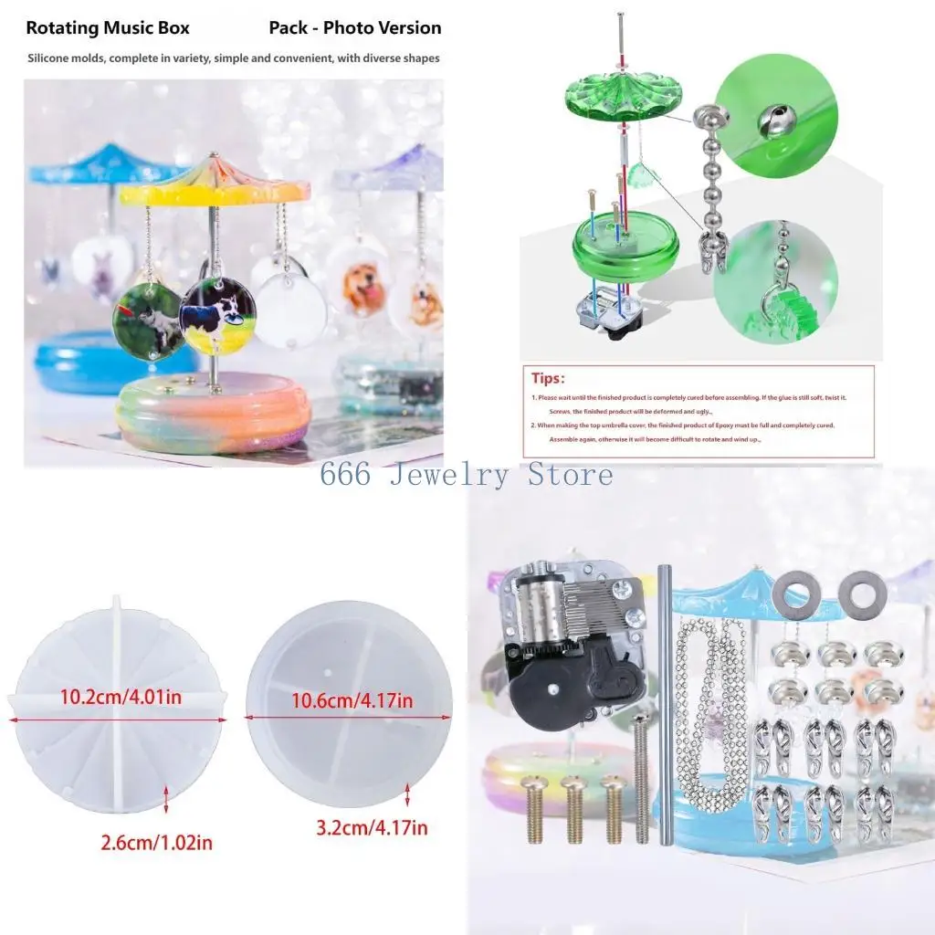 F2TD Artistic Carousel Mold For Crafting Beautiful Resin Music Box Epoxy Mould