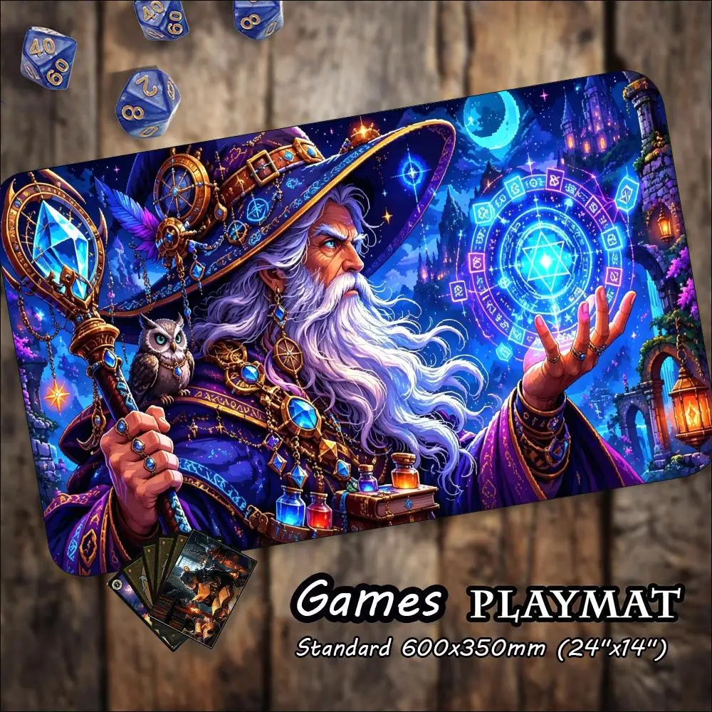 Gaming Mouse Pad Large Wise Wizard Glowing Orb Stitched Edge Non-Slip Base Extended Gaming Mousepad for Laptop Gamer Deskmat