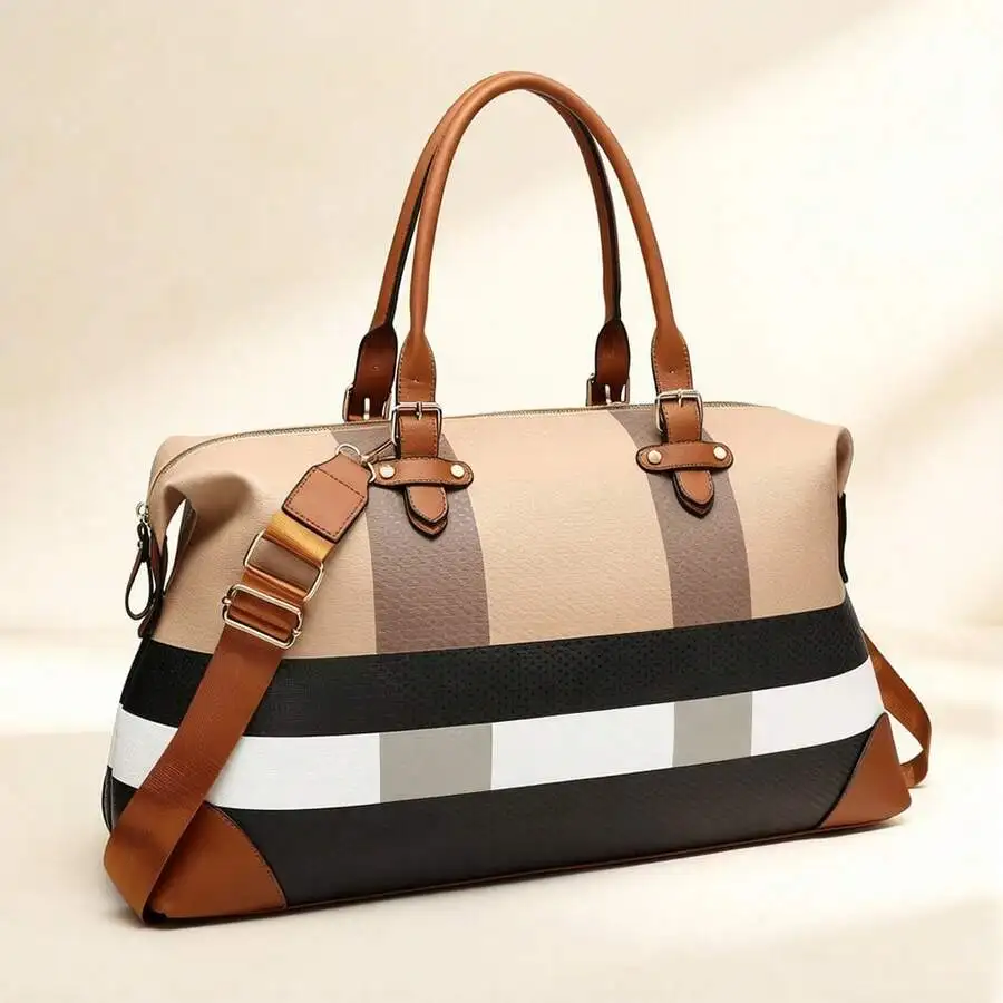 Large Travel Tote Bag For Women - Foldable Weekender Bag With Shoulder Strap, Spacious Carryall Duffel For Short Trips & Gym