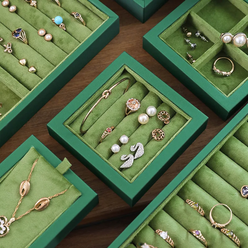 Jewelry Placing Tray Necklace Ring Bracelet Display Tray Green Flannelette Jewelry Tray Store Jewelry Shooting Props