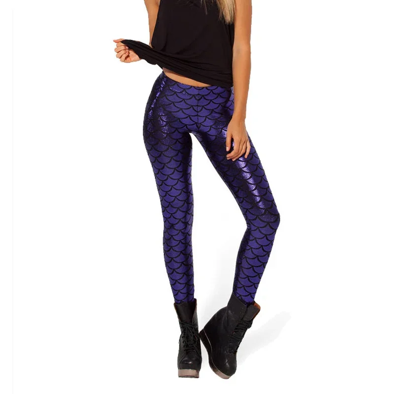 Mermaid Fish Scale Shiny Leggings Women 2023 Print Overiszed Leggging Sexy Dance Club Multicolors Plus Size Jeggings Streetwears