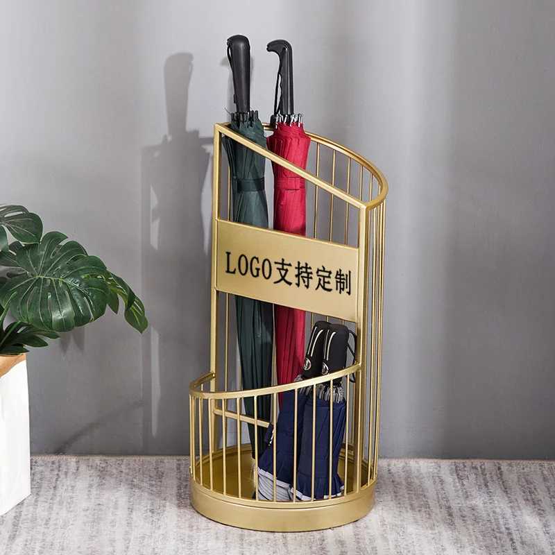 Nordic wrought iron umbrella frame, household creative storage frame, golden umbrella bucket at the entra