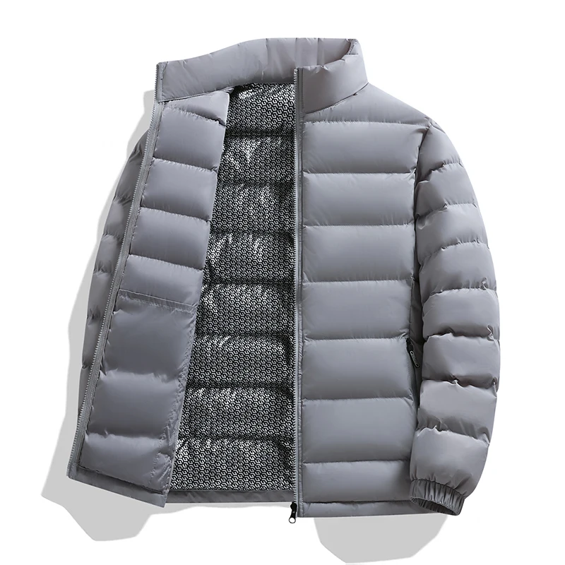 Puffer Jacket Man Outdoor Windproof Outerwear Winter Casual Warm Men Jacket Solid Color Thicken Male Fashion Stand Collar Coats