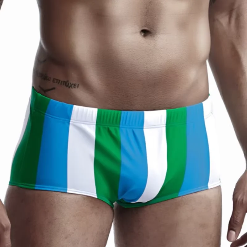Men's Striped Swim Trunks Beach Seaside Swimming Wear Swimwear for Vacation Water Activities Swimsuits Hot Spring Bathing Suits
