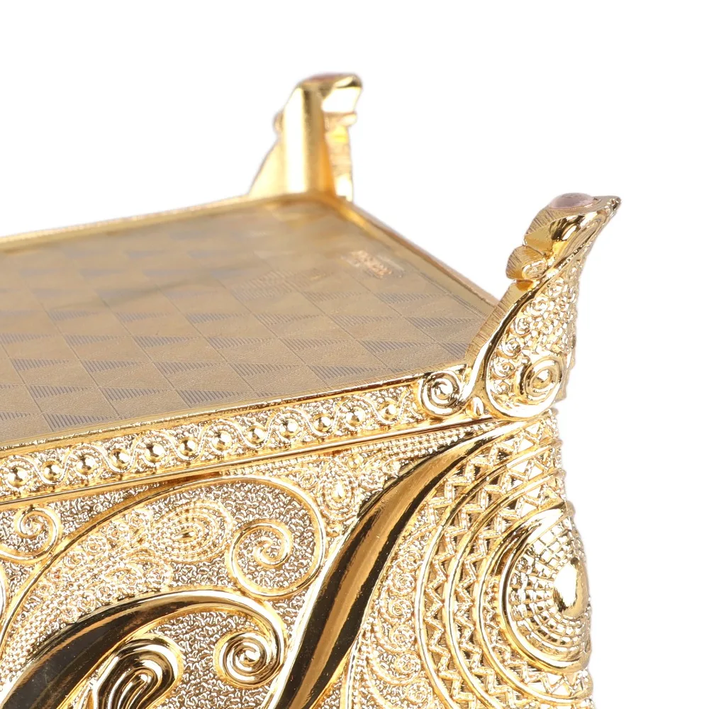 Vintage Alloy Vintage Jewelry Box Soft Velvet Lining Gold Trinket Storage Box Silver Rectangular Metal Jewelry Box For Women
