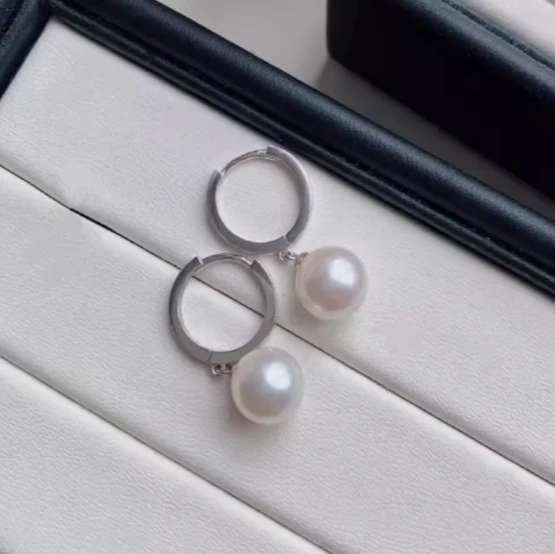Perfect Round Natural Pearl Earrings AAAA 8-9mm 7-8mm Japanese Pearl Earrings 925s