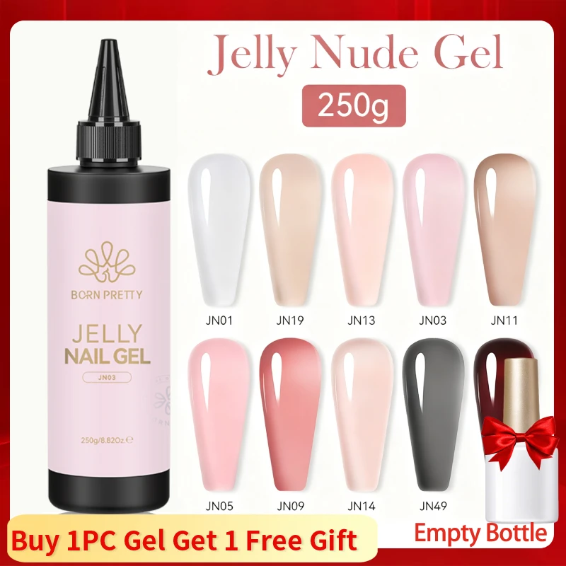 BORN PRETT 250g Jelly Gel Nail Polish Transparent Milky White Pink Nude Manicure Top Coat Semi-Permanent Polish Soak Off UV LED