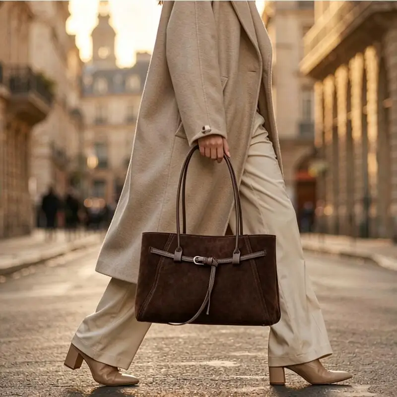 Luxury Handbag Frosted Cowhide Genuine Leather for Women Ladies Large Capacity Portable Tote Bag Trendy Designer  Bags
