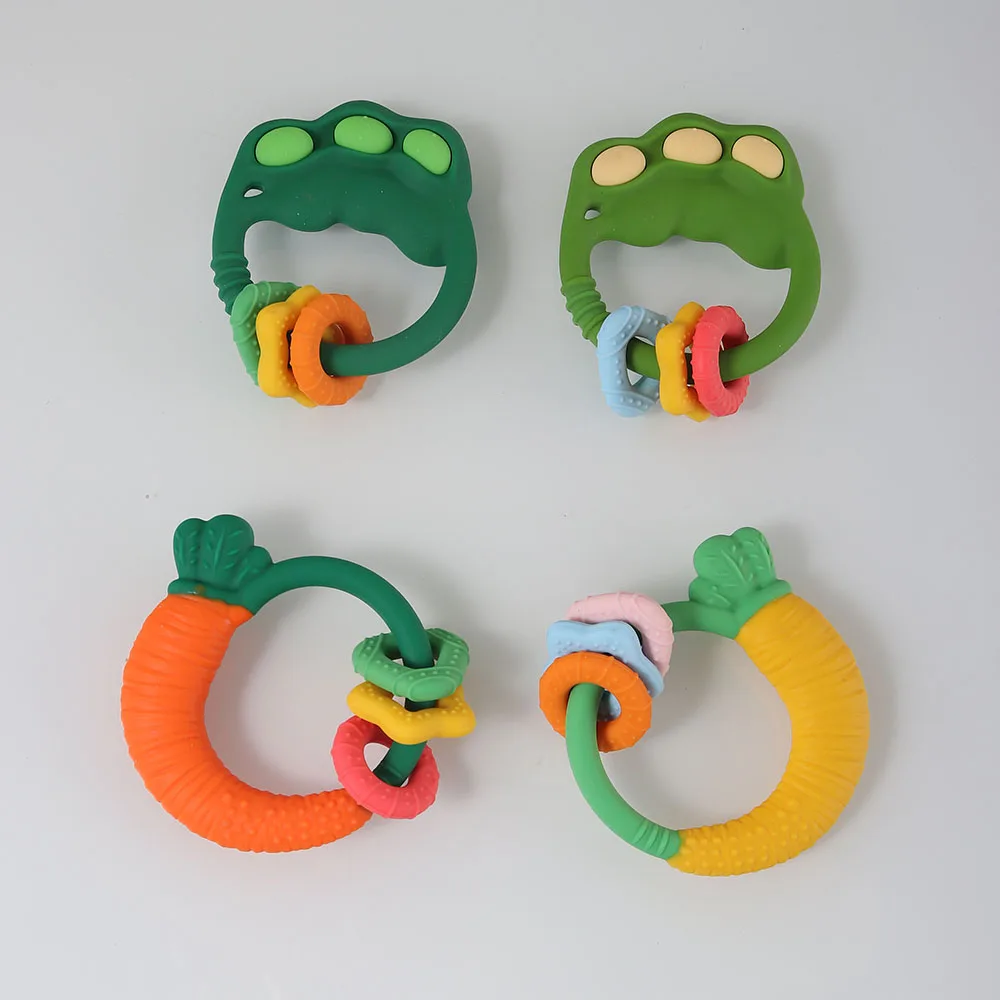 2025 Soft Silicone Carrot Teether Perfect Baby Shower Gift Teething Relief Safe & Cute Chewing Toy for Infants BPA-Free Silicone