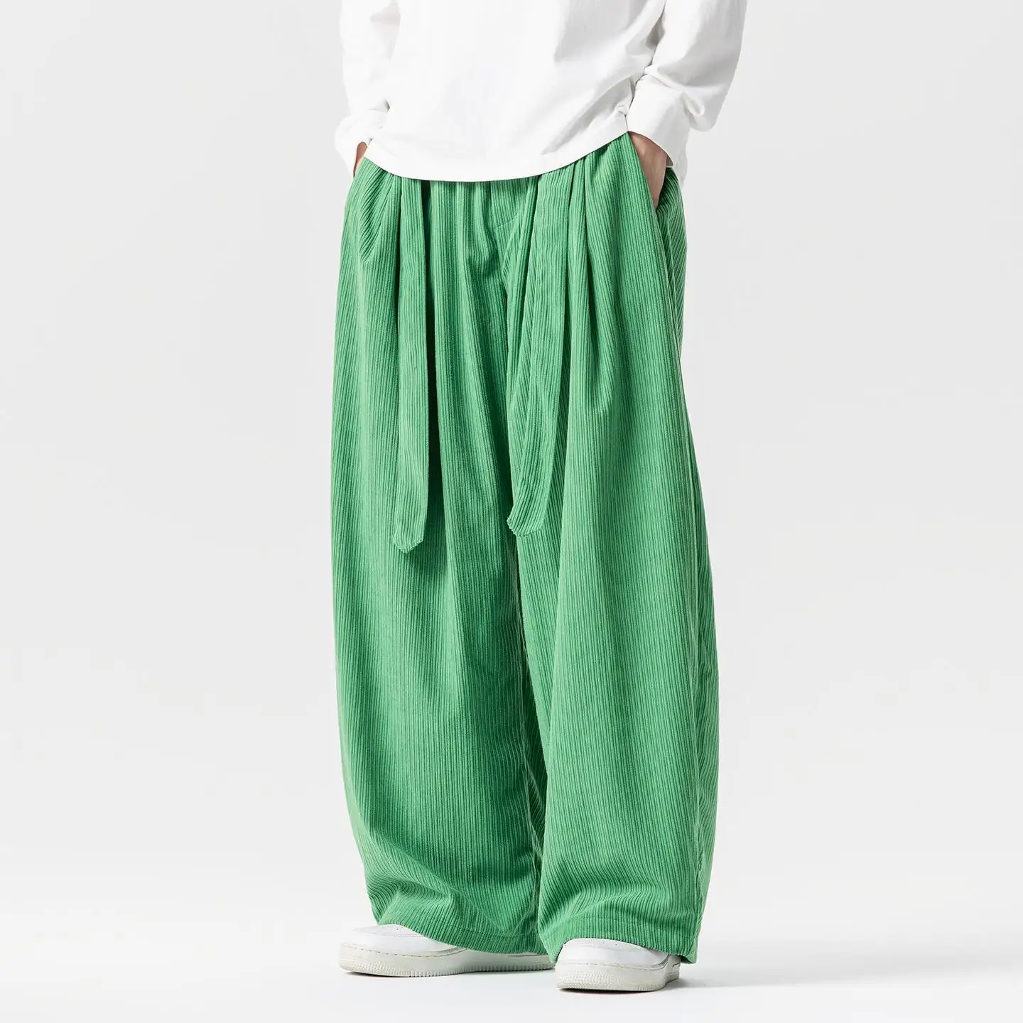 Men Corduroy Pants Oversized Casual Autumn Wide Leg Trousers Male Baggy Sweatpants Men Solid Color Streetwear Hip Hop Trousers