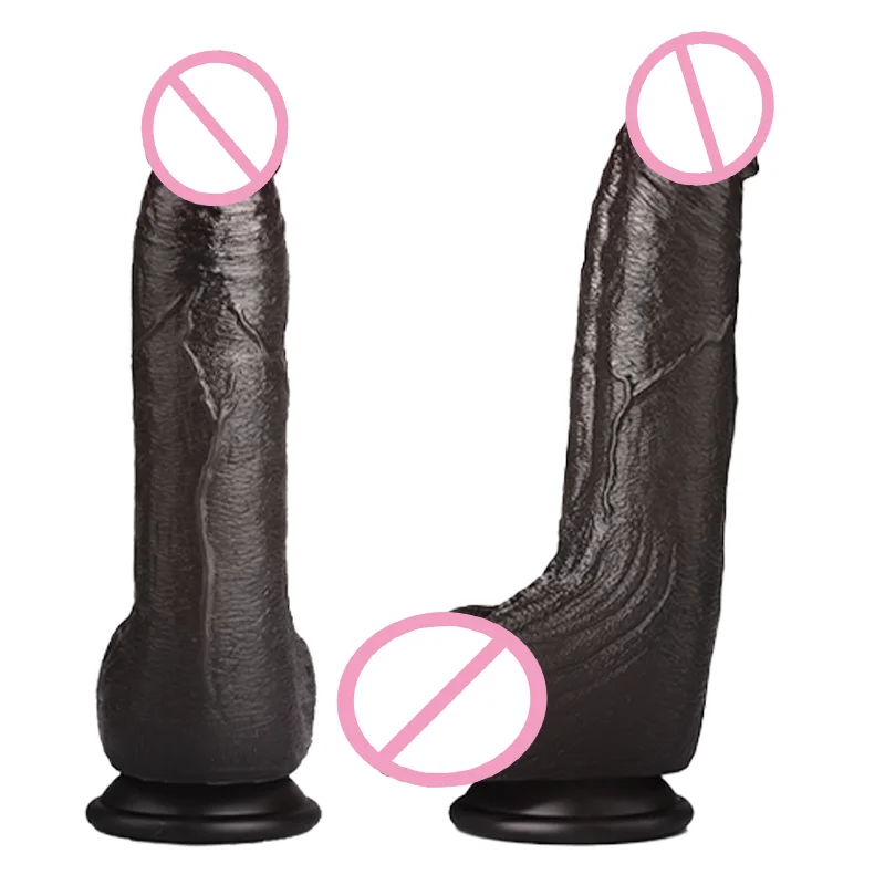 JYBL AMOROUS Black Realistic Silicone Dildo Soft Flexible Durable Sensual Toy for Couples And Individuals