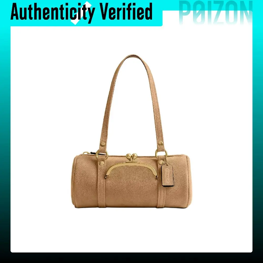 COACH KisslockOriginals Cow Split Leather Shoulder Bags Large Women's Khaki CEM07-B4XIB