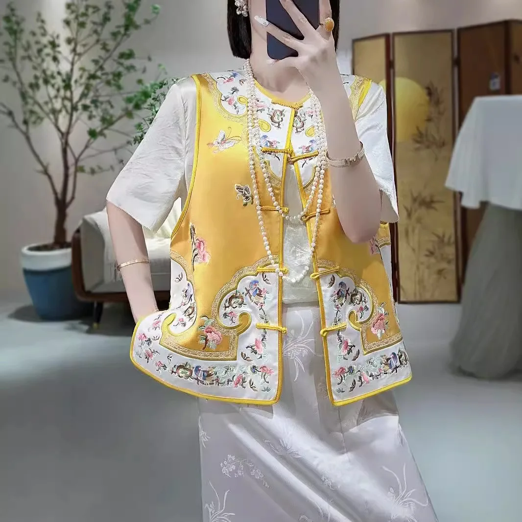 Chinese Style Vest Women's Spring And Summer Embroidery Love of Butterfly Loose Sleeveless Lady Top S-XXL