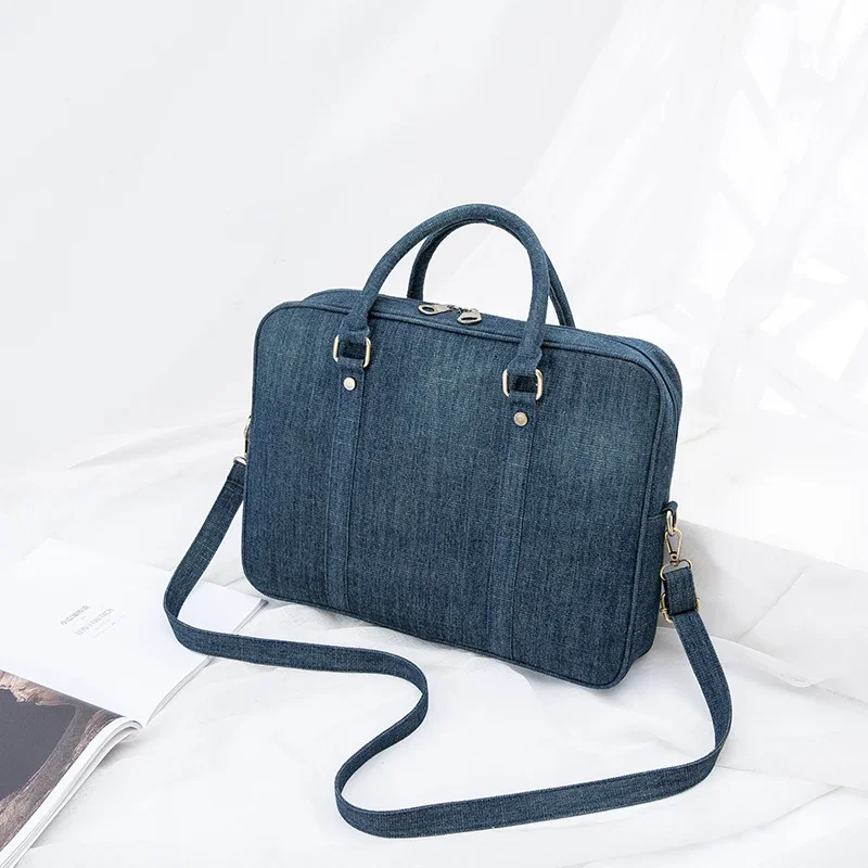 Casual Denim Women Handbags Large Capacity Commuter Office Laptop Bag Cowboy Female Shoulder Crossbody Bag Big Ladies Totes Blue
