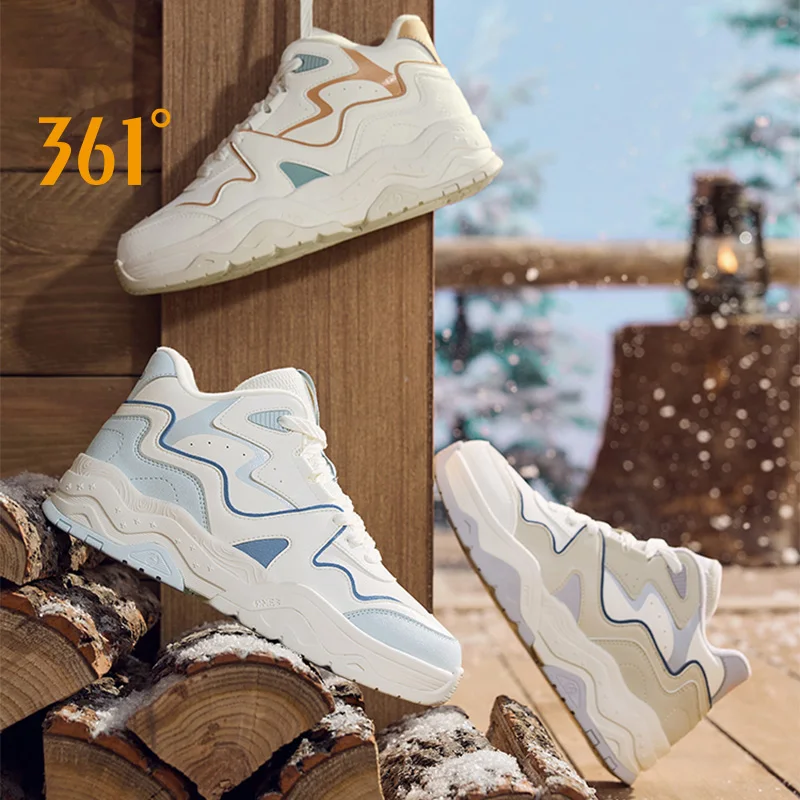 361 Degrees Women Sports Shoes New Fleece-lined Warm Cushioning Durable Thick Sole LightweightCasual Sneakers Female 682546607A