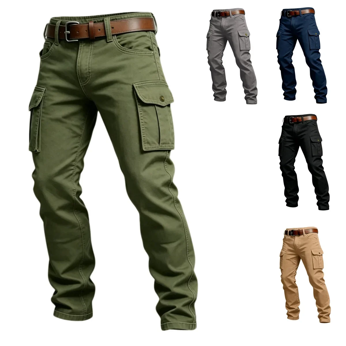 New Cotton Men Cargo Pants Khaki Casual Men Tactical Joggers Cargo Multi-Pocket Fashion Black Army Light gray Trousers Work Wear