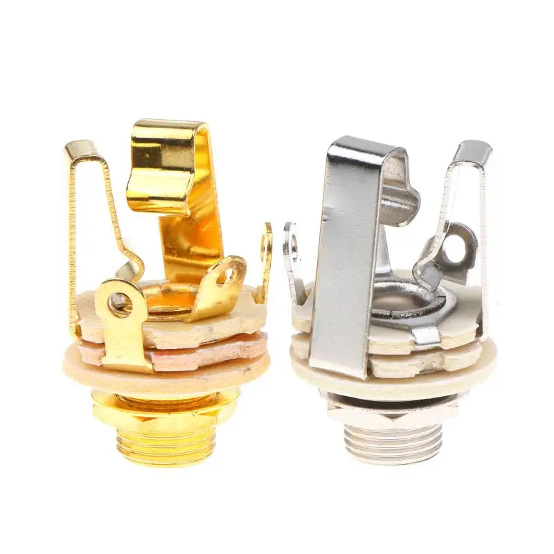 6.35mm Electric Guitar Jacks 3 Pole 1/4" Stereo Jack Input Plug Socket Connector Guitar Jack For Active Pickups Guitar Bass