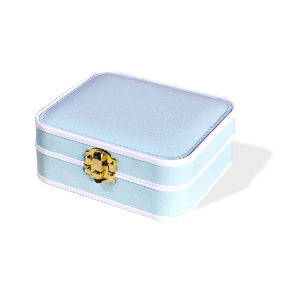 PU Leather Lockable Jewelry Box Double Layer Portable Jewelry Storage Case Lockable Vintage Travel Jewelry Organizer Women