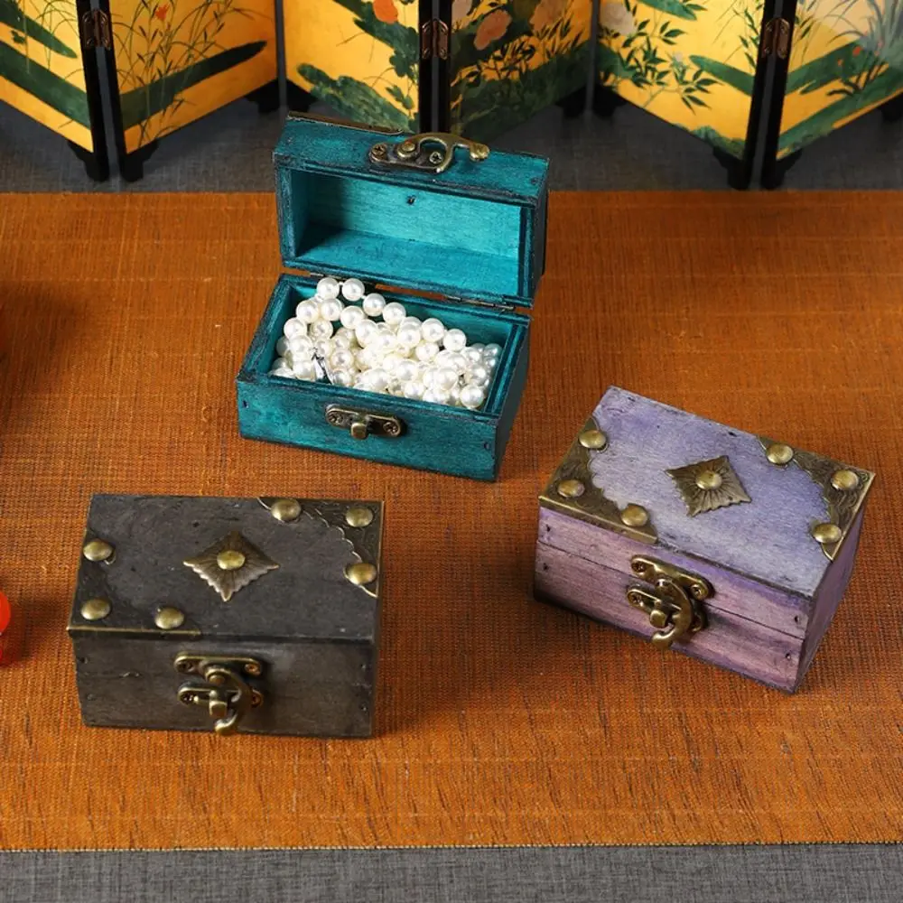 Portable Buckle Jewelry Storage Box Small Size Accessory Organizer Wooden Jewelry Box Oriental Style Classical Trinket Chest