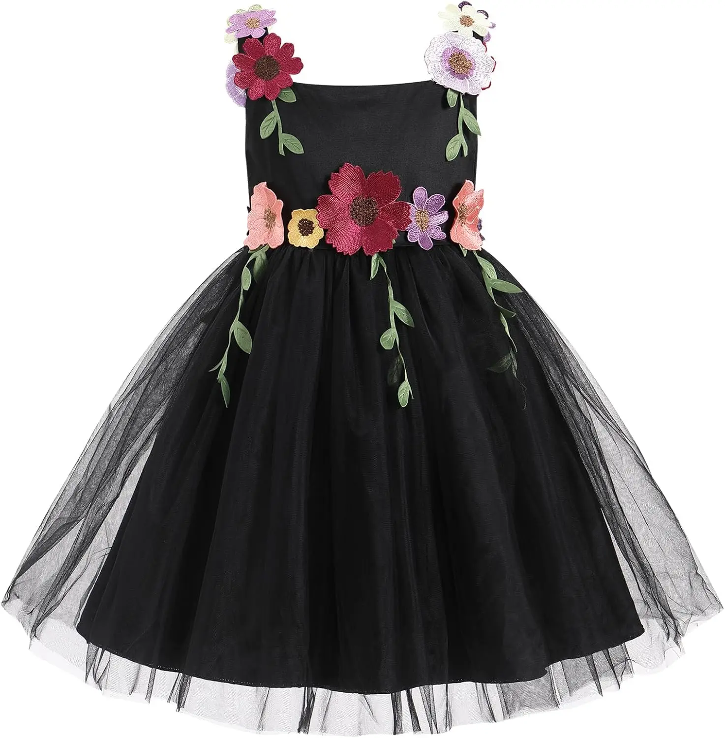 Tulle Princess Dress Toddler Baby Embroidery Flower Girl Dress for Kids Wedding Pageant Party Prom Gown Communion Birthday